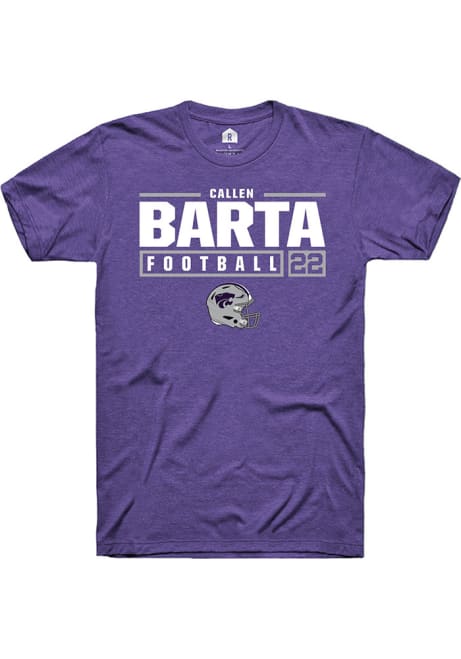 Callen Barta Purple K-State Wildcats NIL Stacked Box Short Sleeve T Shirt