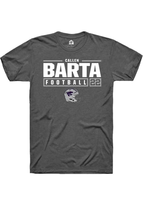 Callen Barta Grey K-State Wildcats NIL Stacked Box Short Sleeve T Shirt