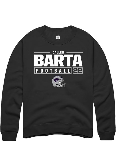 Callen Barta Rally Mens Black K-State Wildcats NIL Stacked Box Crew Sweatshirt