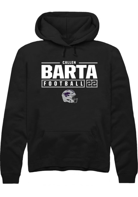 Callen Barta Rally Mens Black K-State Wildcats NIL Stacked Box Hooded Sweatshirt