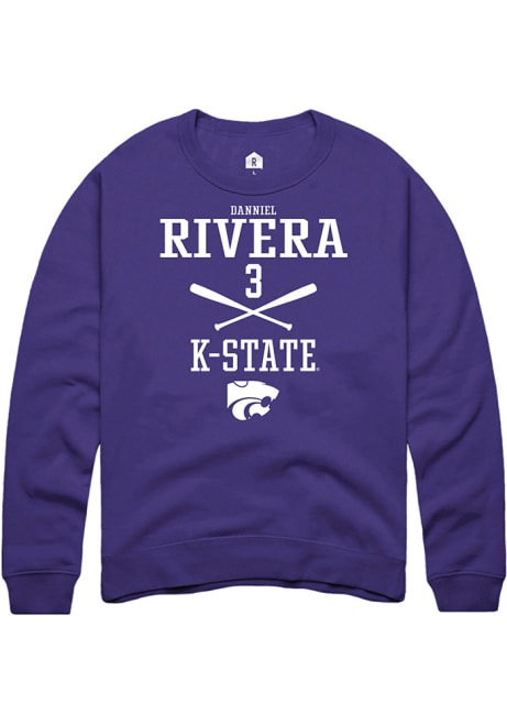 Danniel Rivera Rally Mens Purple K-State Wildcats NIL Sport Icon Crew Sweatshirt