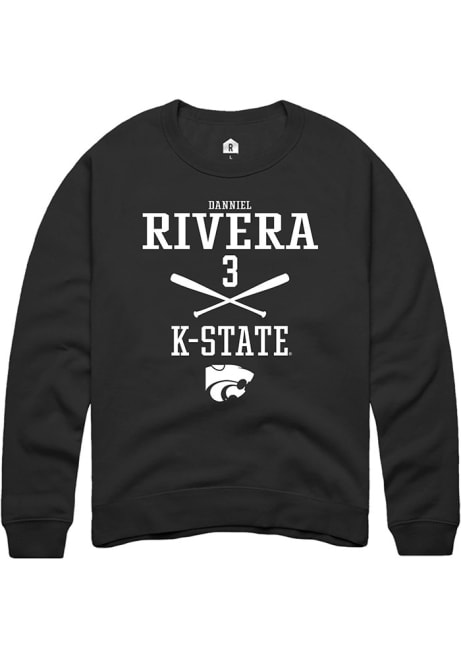 Danniel Rivera Rally Mens Black K-State Wildcats NIL Sport Icon Crew Sweatshirt