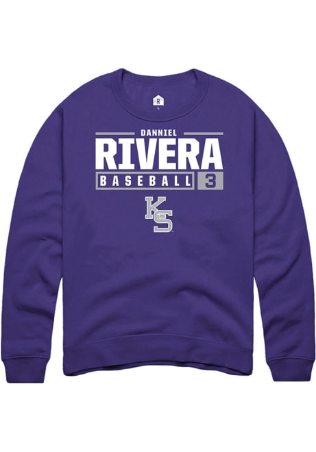 Danniel Rivera Rally Mens Purple K-State Wildcats NIL Stacked Box Crew Sweatshirt