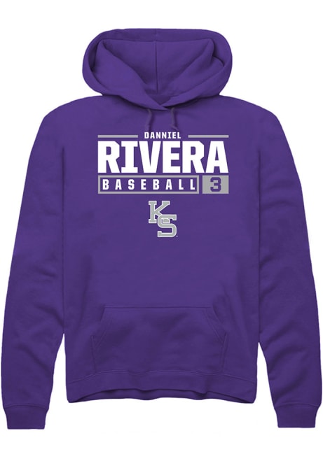 Danniel Rivera Rally Mens Purple K-State Wildcats NIL Stacked Box Hooded Sweatshirt