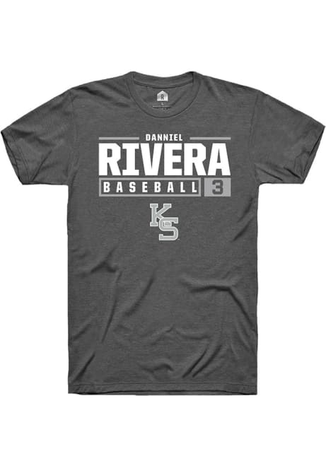 Danniel Rivera Grey K-State Wildcats NIL Stacked Box Short Sleeve T Shirt