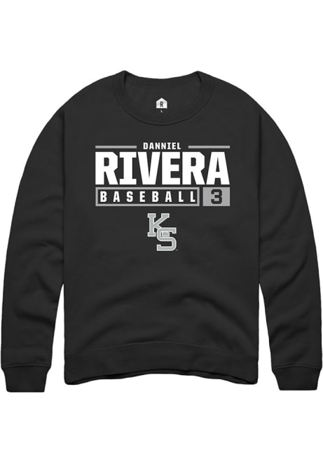 Danniel Rivera Rally Mens Black K-State Wildcats NIL Stacked Box Crew Sweatshirt