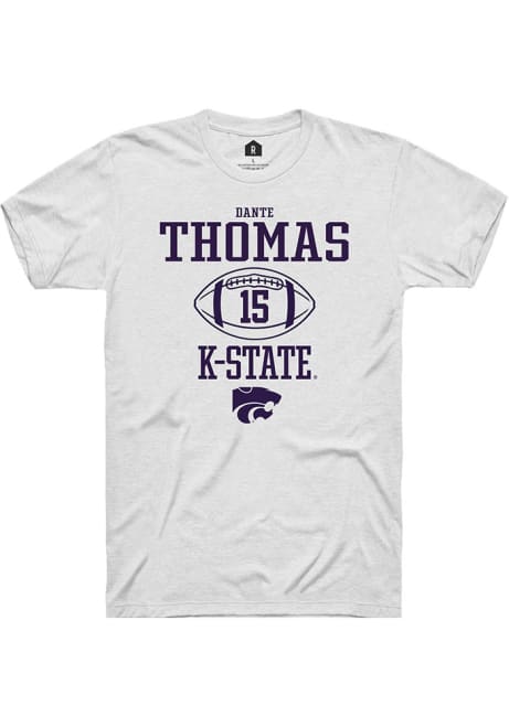 Dante Thomas White K-State Wildcats NIL Sport Icon Short Sleeve T Shirt