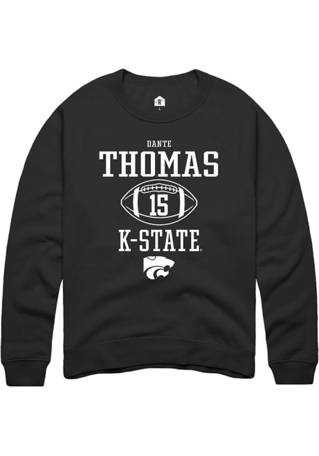 Dante Thomas Rally Mens Black K-State Wildcats NIL Sport Icon Crew Sweatshirt