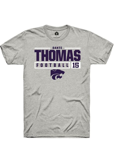 Dante Thomas Ash K-State Wildcats NIL Stacked Box Short Sleeve T Shirt