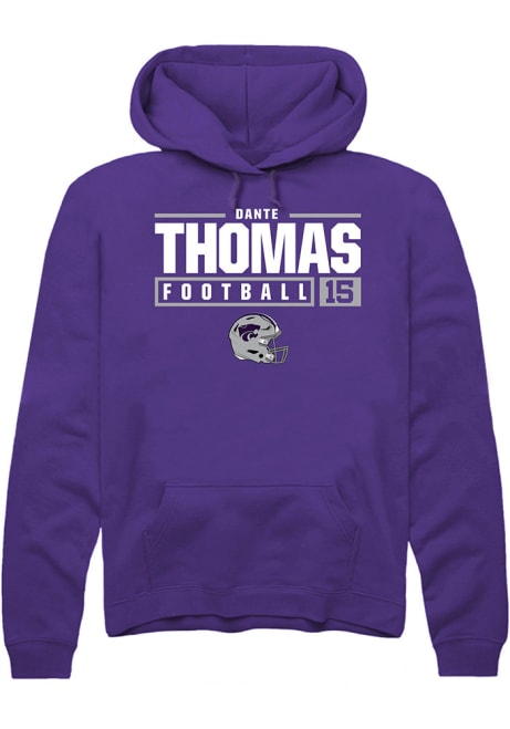 Dante Thomas Rally Mens Purple K-State Wildcats NIL Stacked Box Hooded Sweatshirt