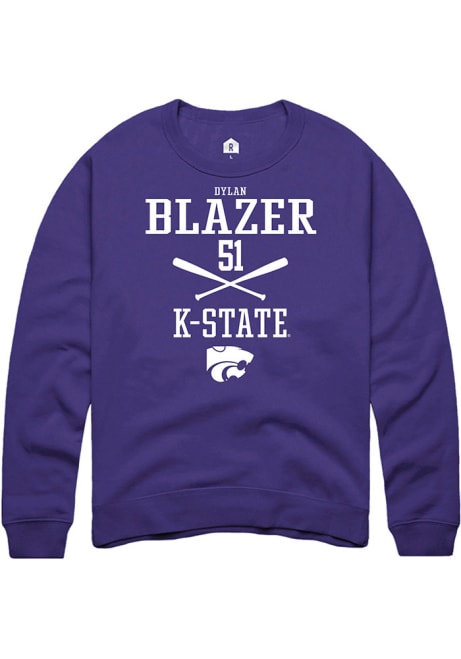 Dylan Blazer Rally Mens Purple K-State Wildcats NIL Sport Icon Crew Sweatshirt