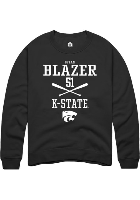 Dylan Blazer Rally Mens Black K-State Wildcats NIL Sport Icon Crew Sweatshirt