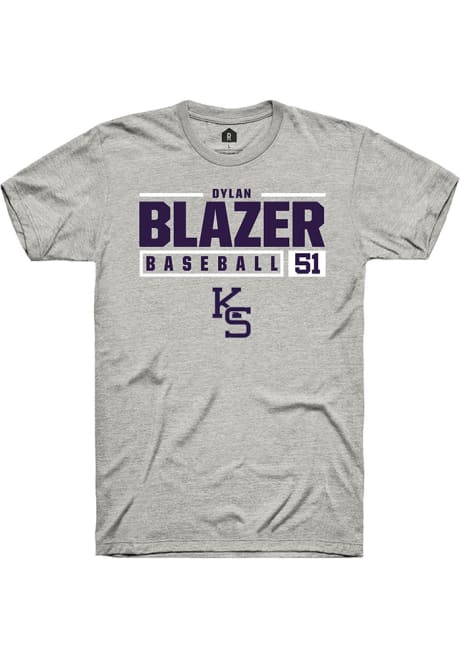 Dylan Blazer Ash K-State Wildcats NIL Stacked Box Short Sleeve T Shirt