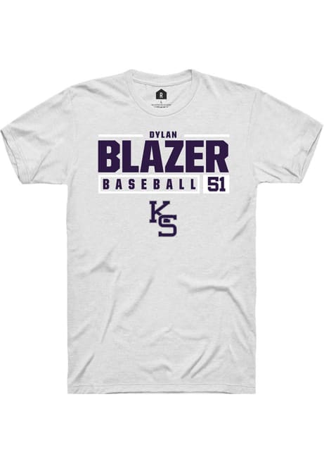 Dylan Blazer White K-State Wildcats NIL Stacked Box Short Sleeve T Shirt