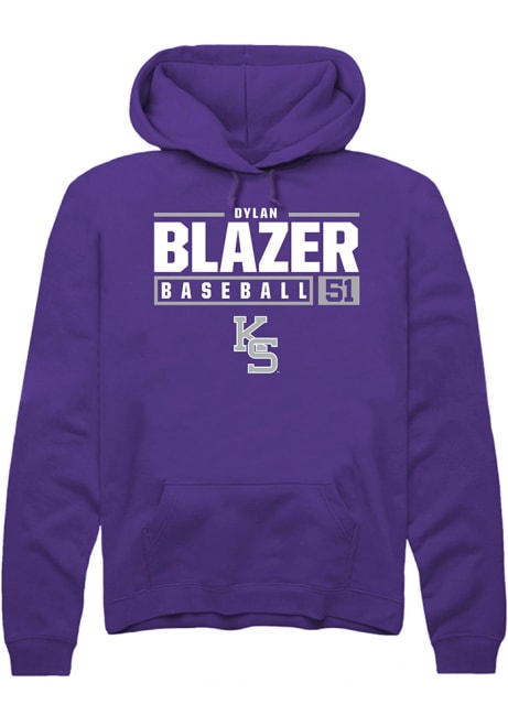 Dylan Blazer Rally Mens Purple K-State Wildcats NIL Stacked Box Hooded Sweatshirt