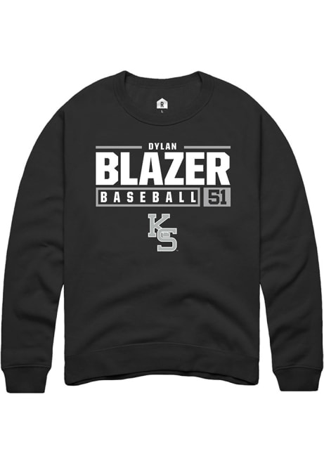 Dylan Blazer Rally Mens Black K-State Wildcats NIL Stacked Box Crew Sweatshirt