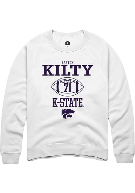 Easton Kilty Rally Mens White K-State Wildcats NIL Sport Icon Crew Sweatshirt