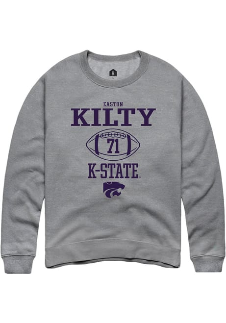 Easton Kilty Rally Mens Graphite K-State Wildcats NIL Sport Icon Crew Sweatshirt