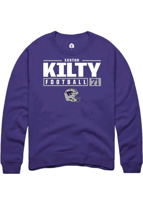 Easton Kilty Rally Mens Purple K-State Wildcats NIL Stacked Box Crew Sweatshirt