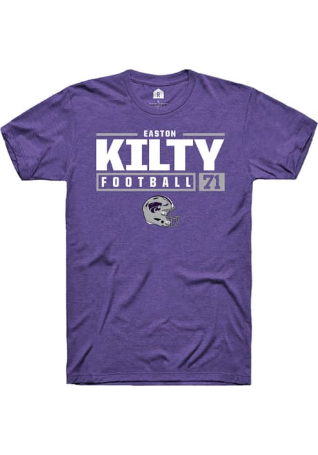 Easton Kilty Purple K-State Wildcats NIL Stacked Box Short Sleeve T Shirt