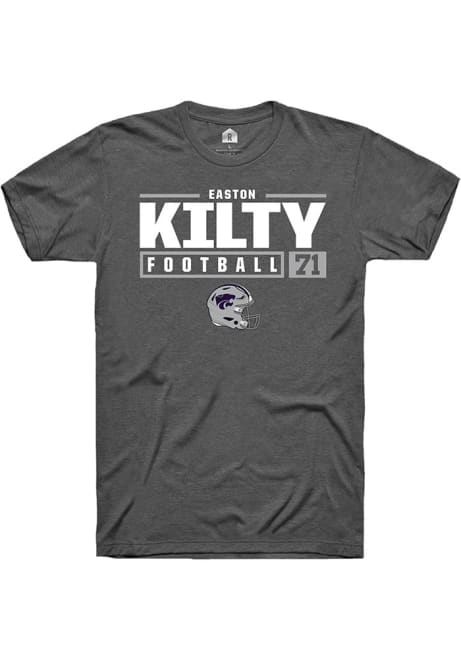 Easton Kilty Dark Grey K-State Wildcats NIL Stacked Box Short Sleeve T Shirt