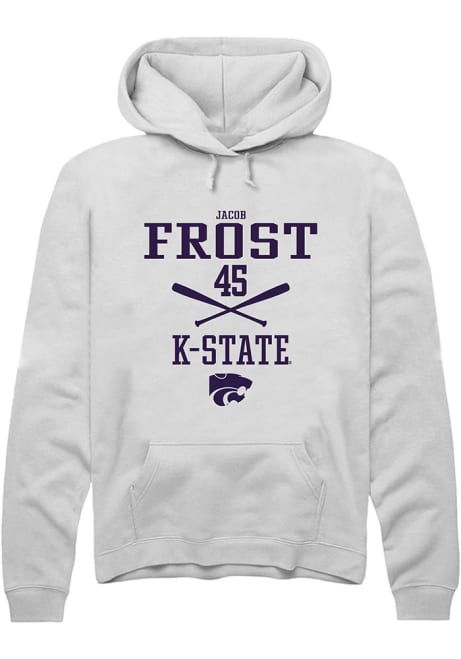 Jacob Frost Rally Mens White K-State Wildcats NIL Sport Icon Hooded Sweatshirt
