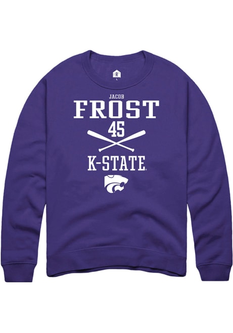 Jacob Frost Rally Mens Purple K-State Wildcats NIL Sport Icon Crew Sweatshirt