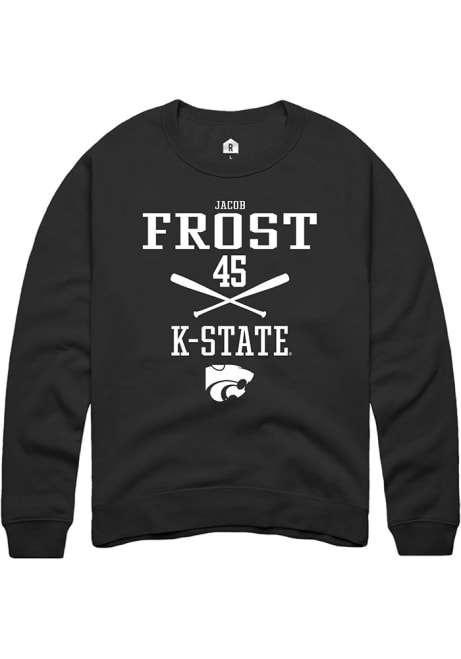 Jacob Frost Rally Mens Black K-State Wildcats NIL Sport Icon Crew Sweatshirt
