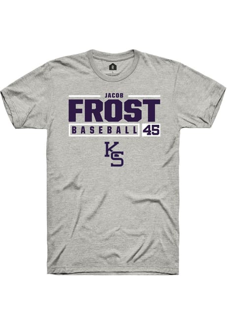 Jacob Frost Ash K-State Wildcats NIL Stacked Box Short Sleeve T Shirt