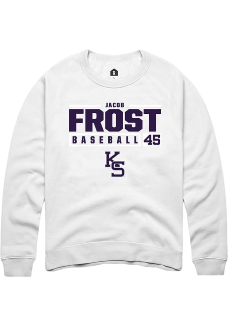 Jacob Frost Rally Mens White K-State Wildcats NIL Stacked Box Crew Sweatshirt