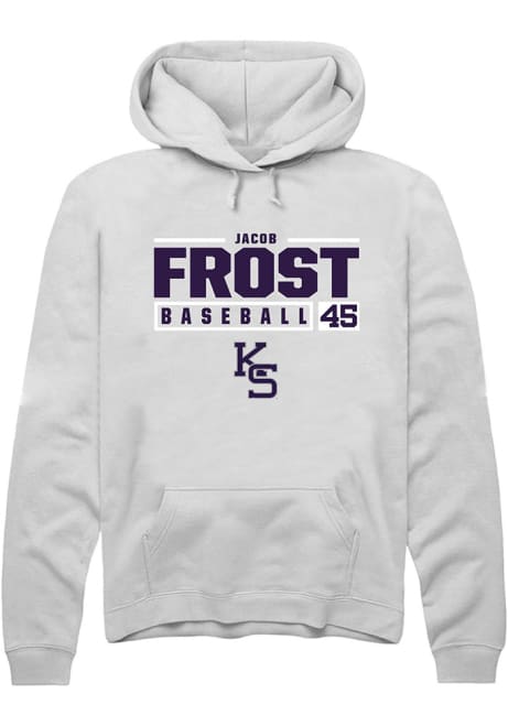 Jacob Frost Rally Mens White K-State Wildcats NIL Stacked Box Hooded Sweatshirt