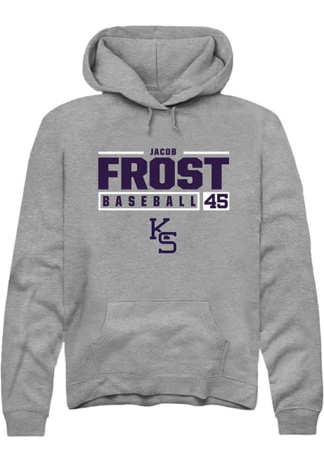 Jacob Frost Rally Mens Graphite K-State Wildcats NIL Stacked Box Hooded Sweatshirt