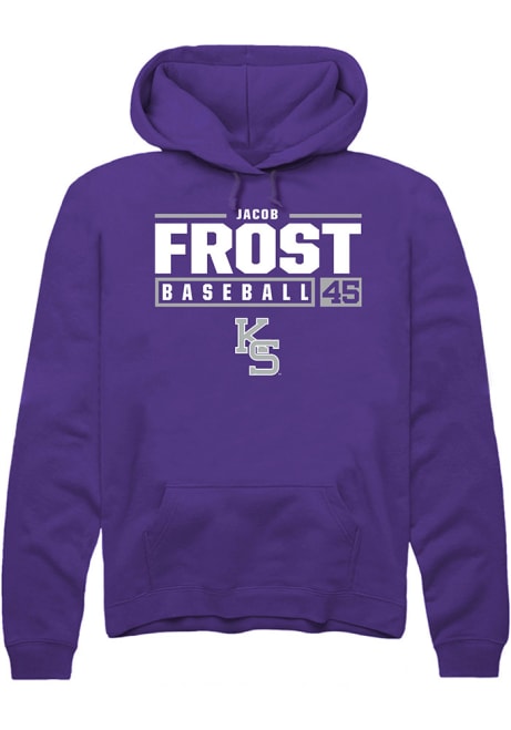 Jacob Frost Rally Mens Purple K-State Wildcats NIL Stacked Box Hooded Sweatshirt