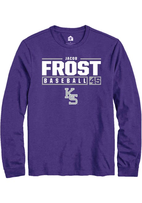Jacob Frost Rally Mens Purple K-State Wildcats NIL Stacked Box Tee