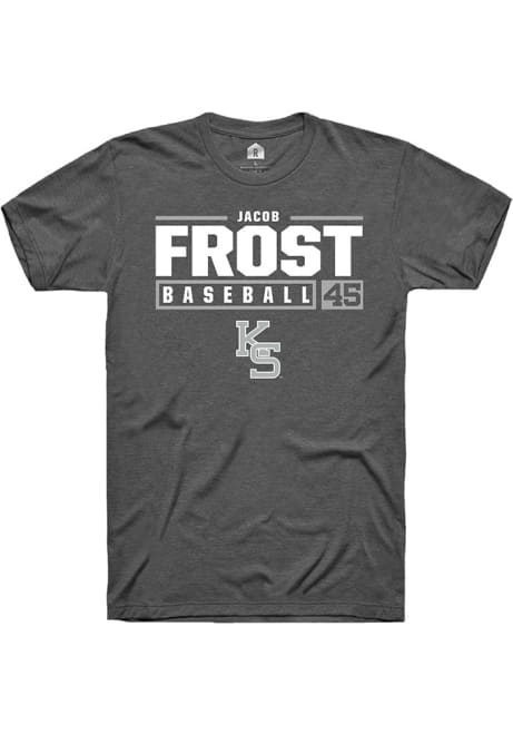 Jacob Frost Dark Grey K-State Wildcats NIL Stacked Box Short Sleeve T Shirt