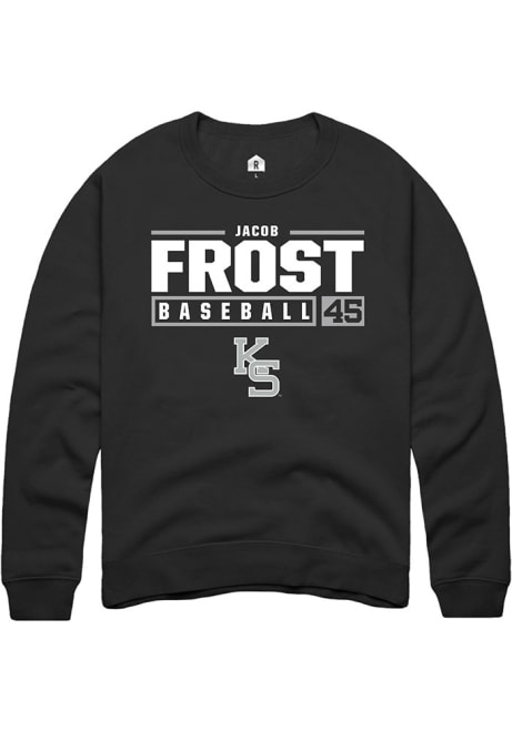 Jacob Frost Rally Mens Black K-State Wildcats NIL Stacked Box Crew Sweatshirt