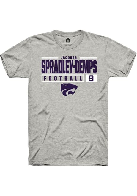 Jacques Spradley-Demps Ash K-State Wildcats NIL Stacked Box Short Sleeve T Shirt