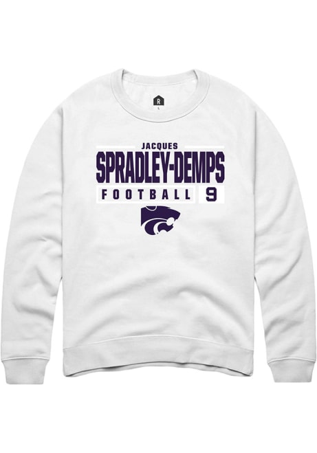 Jacques Spradley-Demps Rally Mens White K-State Wildcats NIL Stacked Box Crew Sweatshirt