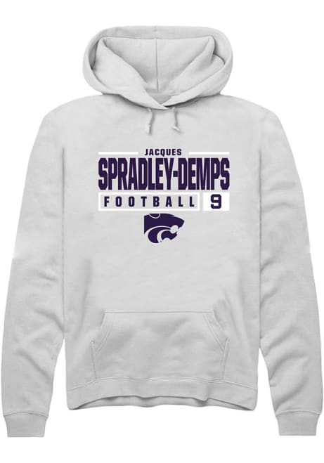 Jacques Spradley-Demps Rally Mens White K-State Wildcats NIL Stacked Box Hooded Sweatshirt