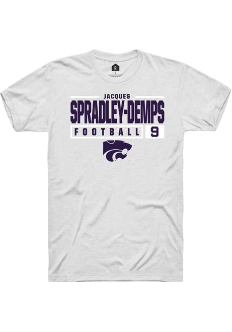 Jacques Spradley-Demps White K-State Wildcats NIL Stacked Box Short Sleeve T Shirt