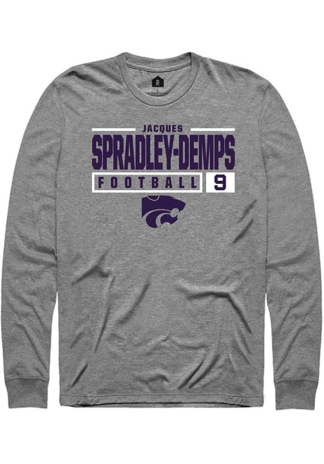 Jacques Spradley-Demps Rally Mens Graphite K-State Wildcats NIL Stacked Box Tee