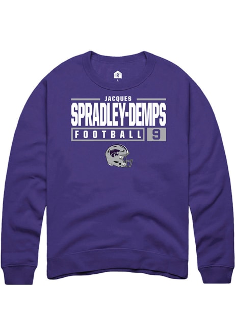 Jacques Spradley-Demps Rally Mens Purple K-State Wildcats NIL Stacked Box Crew Sweatshirt