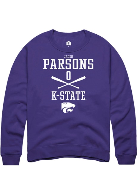 Jaden Parsons Rally Mens Purple K-State Wildcats NIL Sport Icon Crew Sweatshirt
