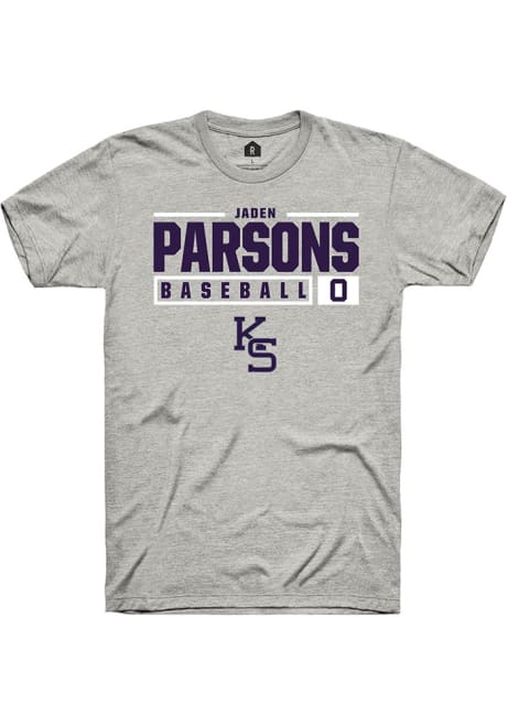 Jaden Parsons Ash K-State Wildcats NIL Stacked Box Short Sleeve T Shirt