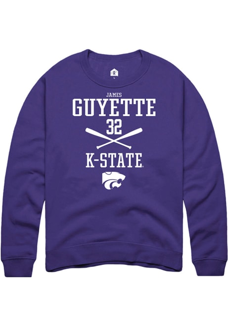 James Guyette Rally Mens Purple K-State Wildcats NIL Sport Icon Crew Sweatshirt