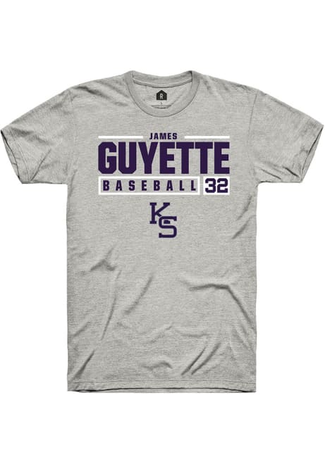 James Guyette Ash K-State Wildcats NIL Stacked Box Short Sleeve T Shirt
