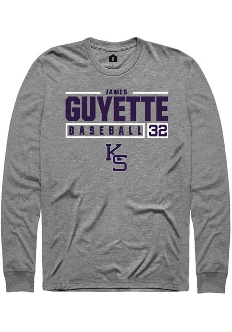 James Guyette Rally Mens Graphite K-State Wildcats NIL Stacked Box Tee
