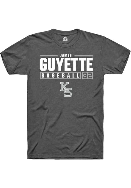 James Guyette Grey K-State Wildcats NIL Stacked Box Short Sleeve T Shirt
