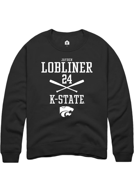 Jayden Lobliner Rally Mens Black K-State Wildcats NIL Sport Icon Crew Sweatshirt