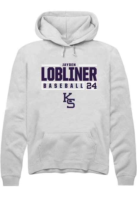 Jayden Lobliner Rally Mens White K-State Wildcats NIL Stacked Box Hooded Sweatshirt